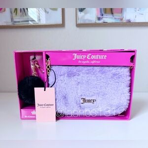 JUICY COUTURE Bag Furry Flap Crossbody & Keychain Set - Purple